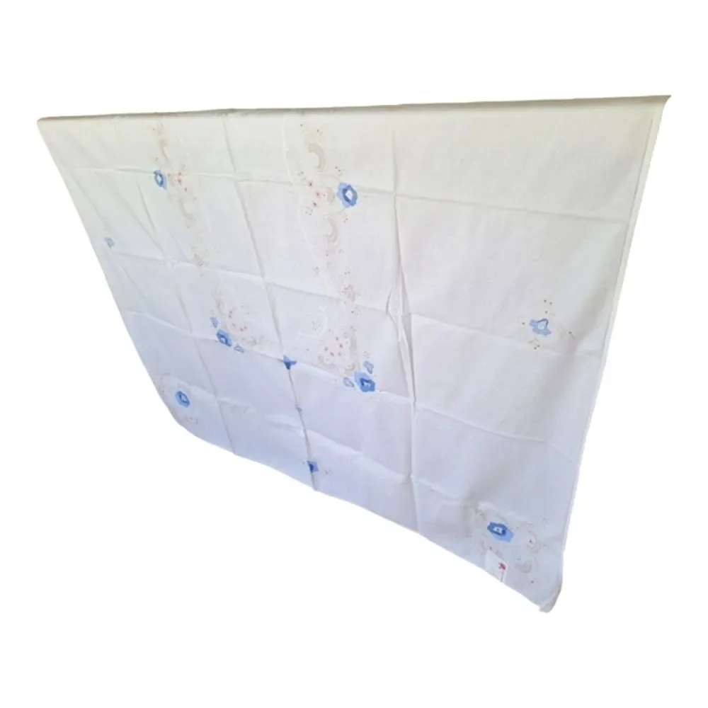 Irish table linen Set 8 Napkins 72 x 90 Tablecloth Embroidered Handmade Floral